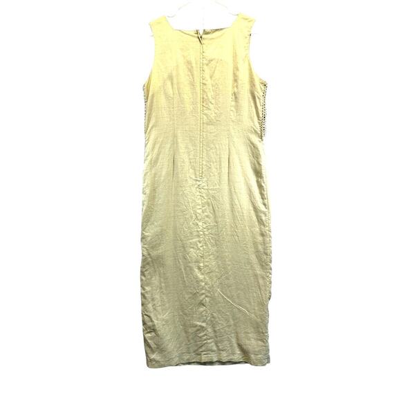 Cali Cali 100% Linen Lined Women Sleeveless‎ Midi Dress Boho Tan - Picture 2 of 10